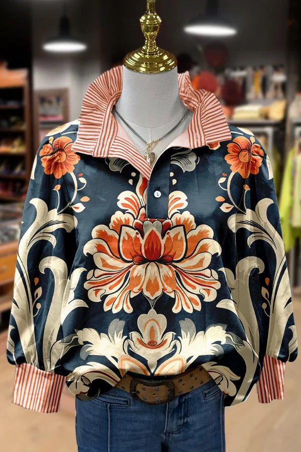 Danica | Striped Blossom Blouse
